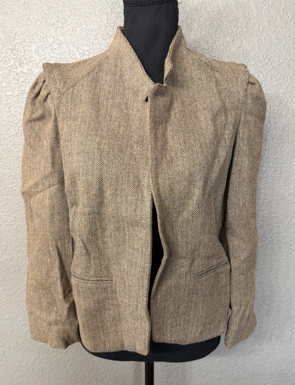 Londonderry by Peabody Vintage Womens Sz S Brown Wool Blend Peplum Jacket Coat